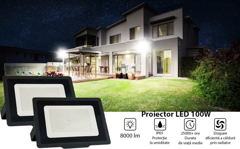 proiector 100W 2 buc in gradina 3 ani garantie